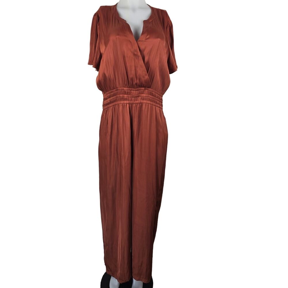 Rachel Zoe Brown Pockets Jumpsuit Business Cruise Event Wide Leg Women's L